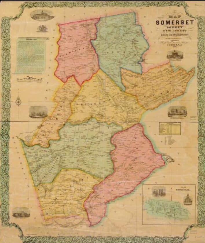 Map Somerset County 1850 color Mr Local History