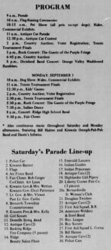 August 1969 schedule Kiwanis Fair Basking Ridge