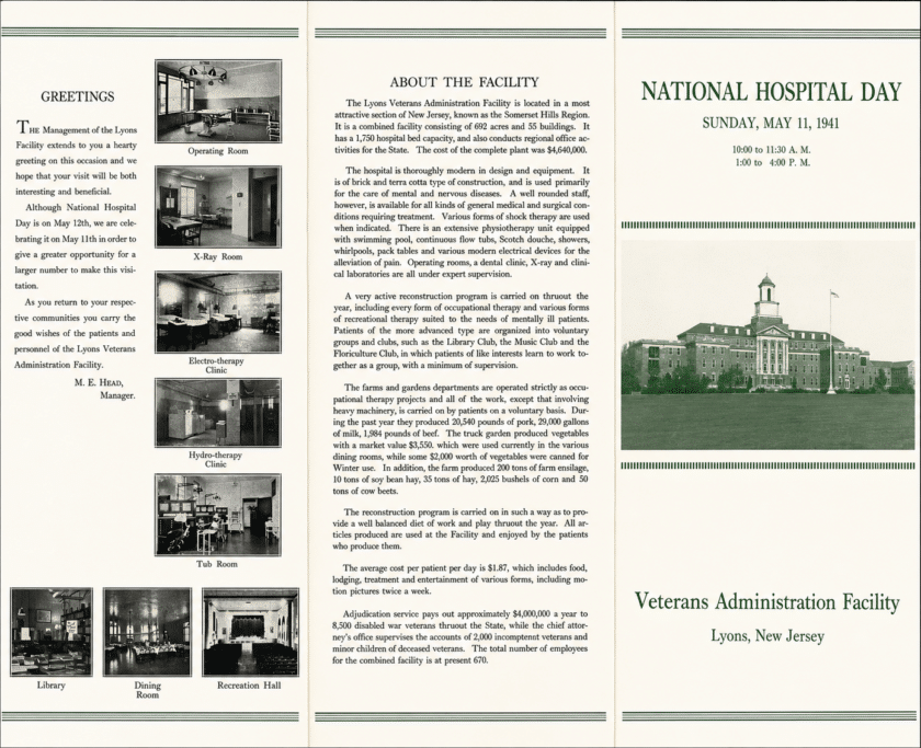 1941 May 11 USVA Brochure National Hospital Day