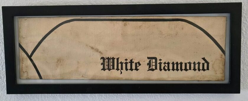 Springfield White Diamond Hat Framed Jim Harte class of 75