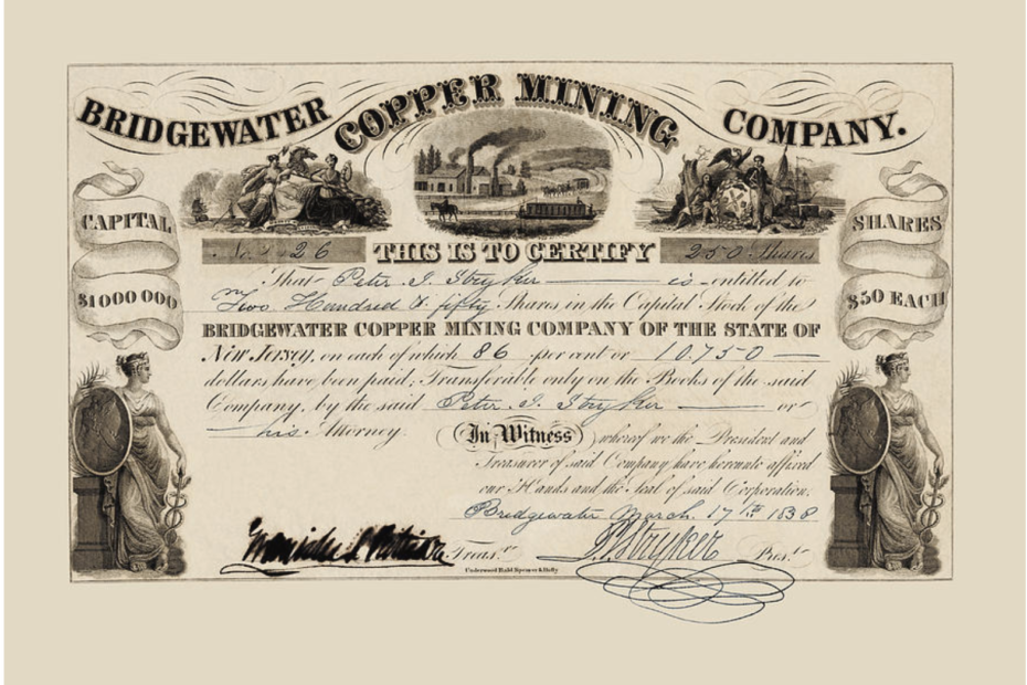 Bridgewater Mining Company Share 1838