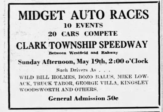 Clark Speedway Racing ad Sat May 18 1935