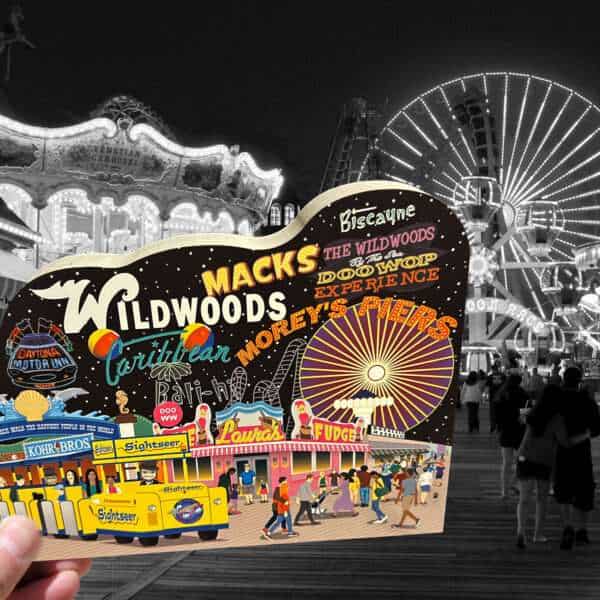 Mr Local History Wildwood Boardwalk with Hand BW