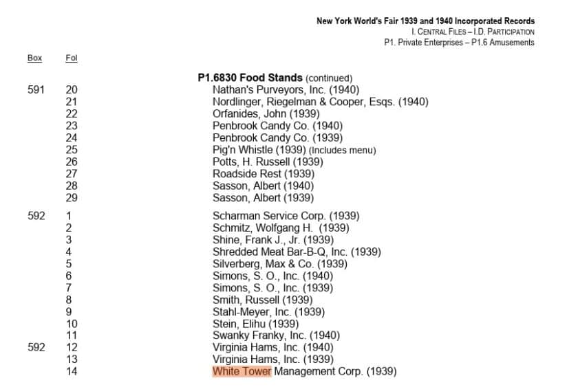1939 NY Public Library White Tower Worlds Fair archives