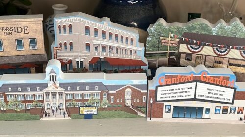 Riverside Inn, Cranford Hotel, Cranford Canoe Club, Cranford High School and The Cranford Theater wooden keepsake collectibles.