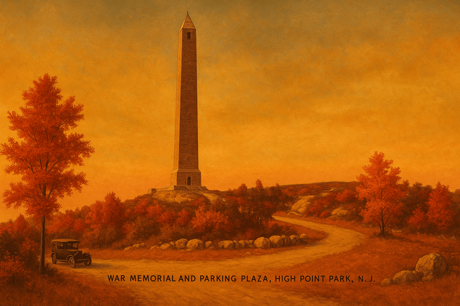 Fall High Point State Park Postcard Restored