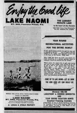 1964 Philadelphia Inquirer Lake Naomi Ad scaled