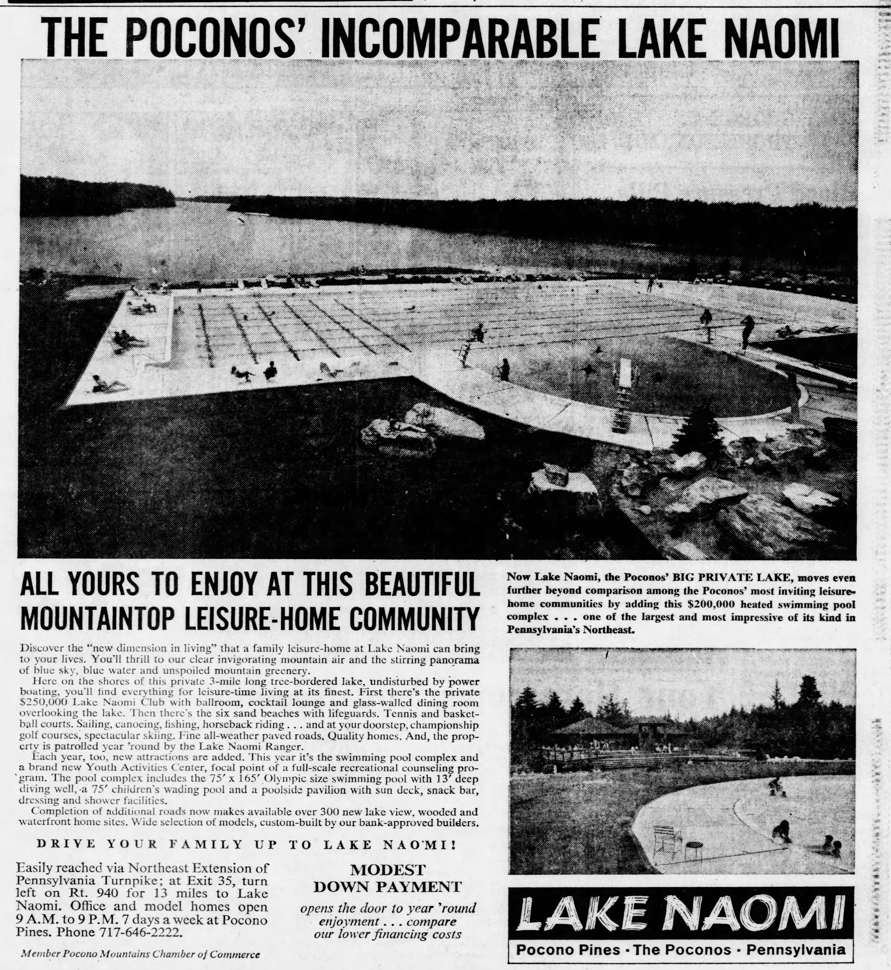 1971 Aug Lake Naomi Outdoor Pool Opens
