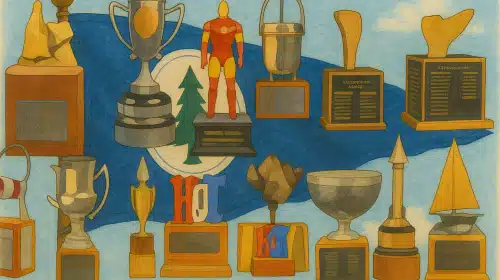 Lake Naomi Trophy Art with Lake Naomi Club Flag Mr Local History