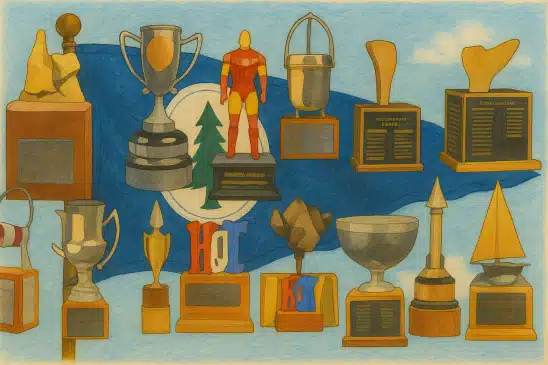 Lake Naomi Trophy Art with Lake Naomi Club Flag Mr Local History
