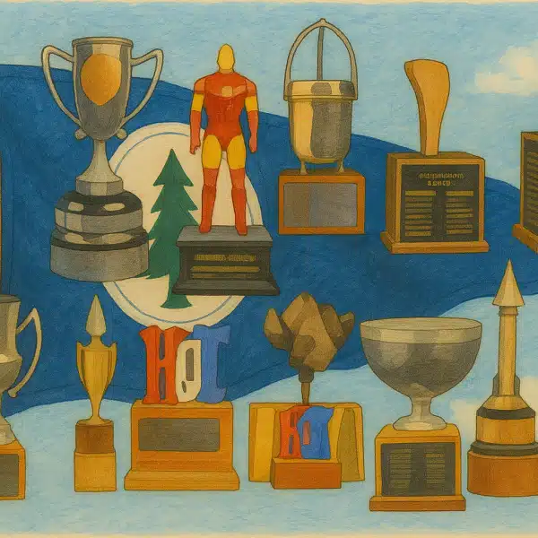 Lake Naomi Trophy Art with Lake Naomi Club Flag Mr Local History