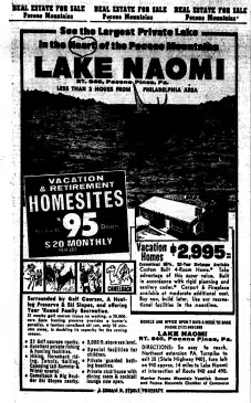 Photo Like Lake Naomi Ad 1964