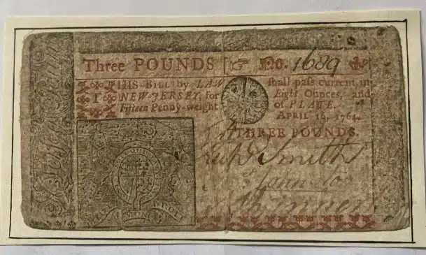 s 764 New Jersey Three Pound Note