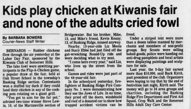 1991 Kiwanis Fair Courier News Sep 3 Chickens Mr Local History Project Basking Ridge