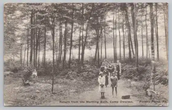 Camp Owaissa Returning from Bath Lake Naomi Postcard