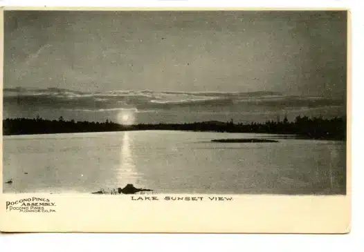 Lake Sunset View Pocono Pines Pennsylvania Vintage Postcard