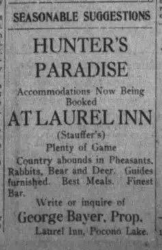 1913 Laurel Inn Hunting Sept 30 Wilkes Barre Times