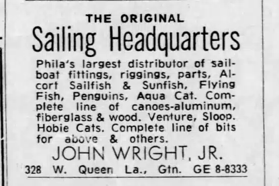 1971 John Wright Jr Philly Alcort Dealer