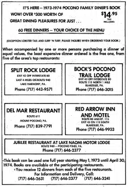 1973 Dining Book Advertisement Apr 28 Pocono Record