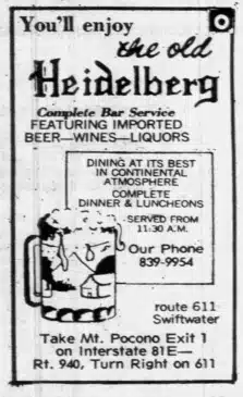 1973 The Old Heidelberg Swiftwater Route 611