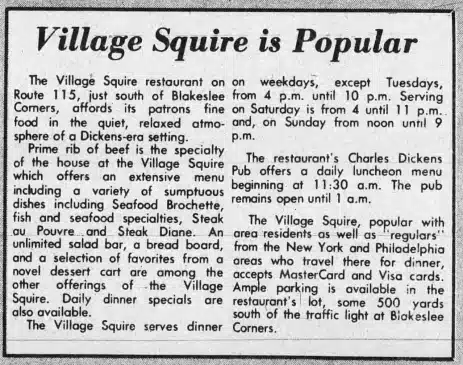 1980 The Village Squire Restaurant