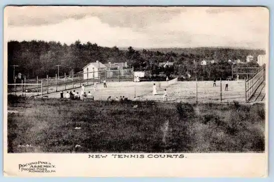909 POCONO PINES ASSEMBLY MONROE PA NEW TENNIS COURTS POSTCARD