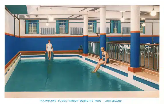 Lutherland Indoor Pool Postcard restored