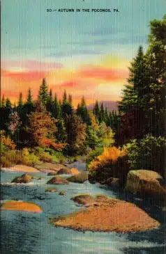 Pennsylvania Autumn in the Poconos Vintage Postcard