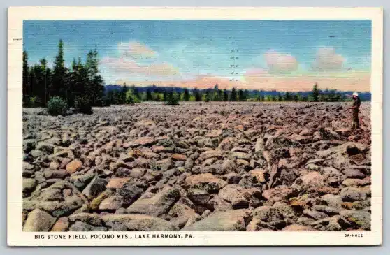 Pennsylvania Big Stone Field Pocono mts. Lake Harmony Postcard