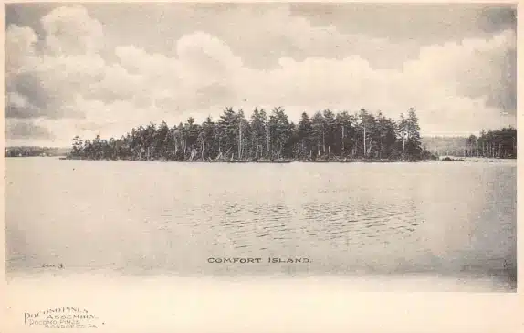 Pocono Pines Assembly Pennsylvania Comfort Island Scenic View Postcard