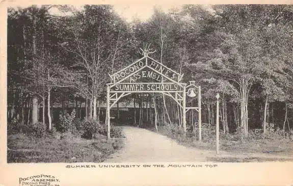 Pocono Pines Assembly Pennsylvania Summer University Entrance Postcard
