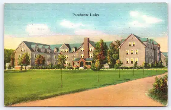 Postcard Pocono Pines Pennsylvania Pocohanne Lodge Lutherland Posted 1935