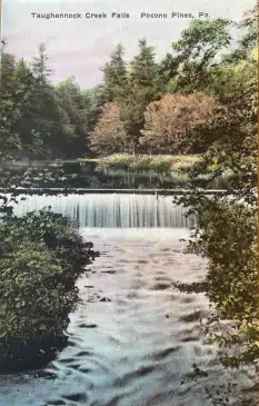 Postcard Taughannock Creek Falls Unposted Pocono Pines PA hand colored