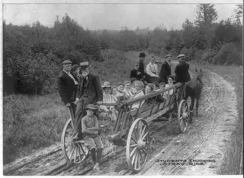 Studentsstraw ride at the Pocono Pines assemblyPocono PinesMonroe CountyPA