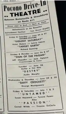 This Week in the Poconos Magazine July 1955 Pocono Drive In