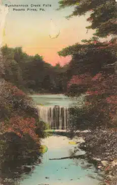 Tunkhannock Creek Falls Pocono Pines Pennsylvania PA 1929 Postcard 1