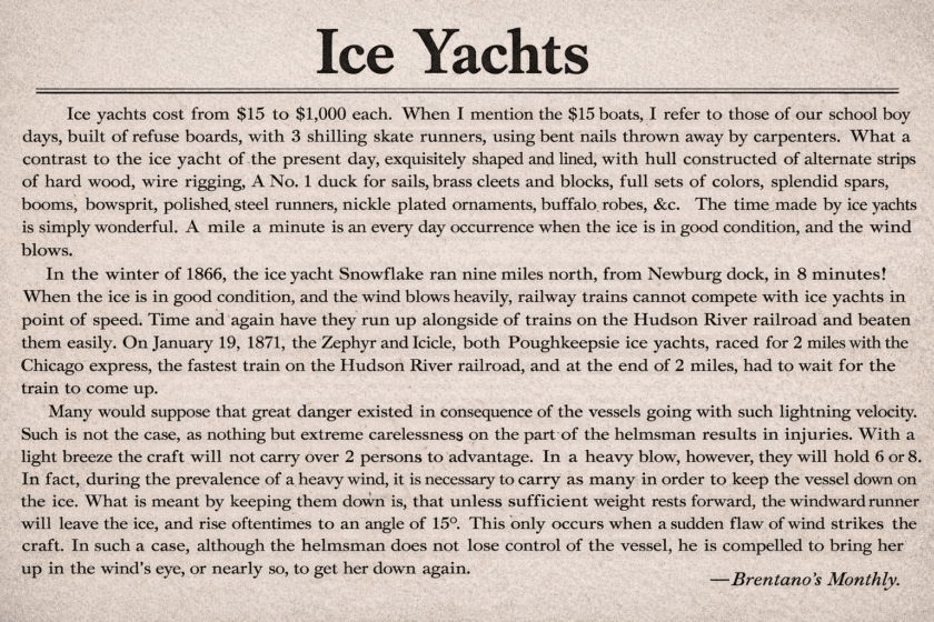 1880 Ice Yachts Article Times Enterprise Jan 8 New Jersey History