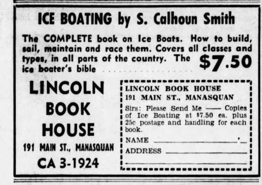 1962 Asbury Park Press Ice Boating by S Calhoun Smith