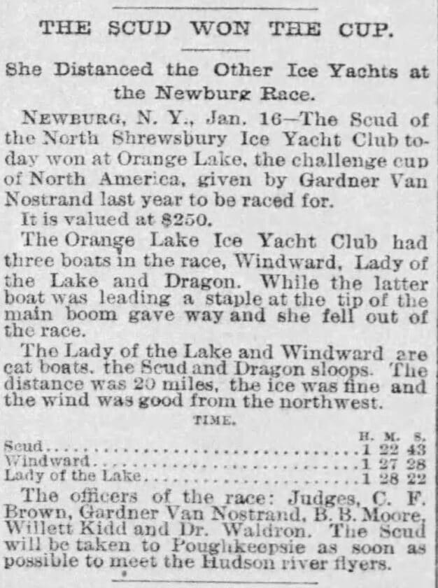 Boston Globe Jan 17 1891 Scud wins Challenge Cup