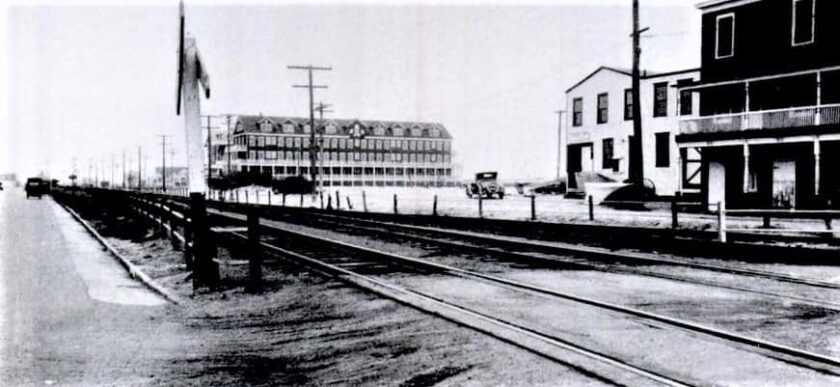 Sea Bright Railroad Station in front of Pennsulia House