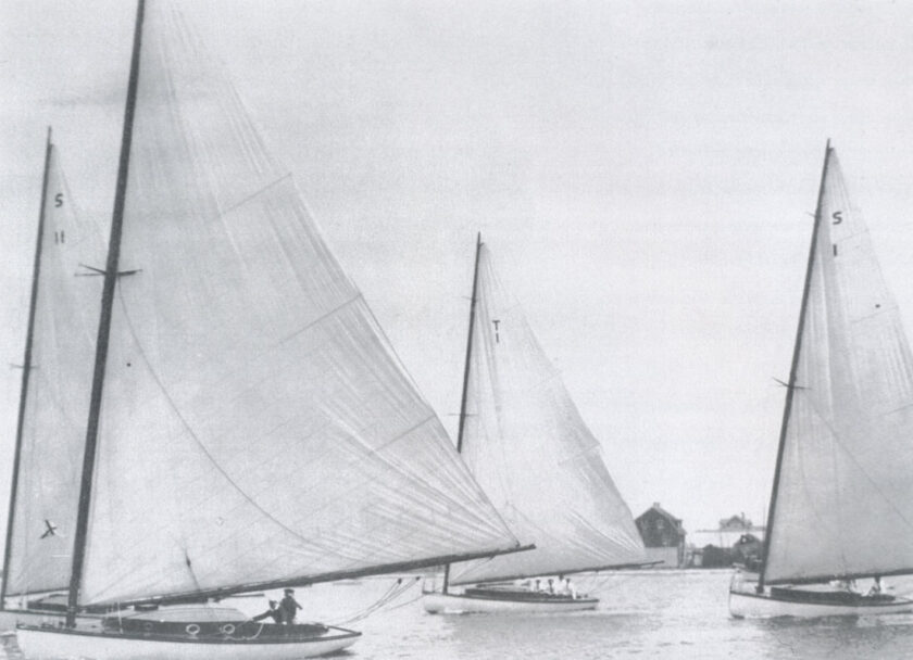 1924, Barnegat Bay A Cats, left to right Spy, Mary Ann, Bat, Helen