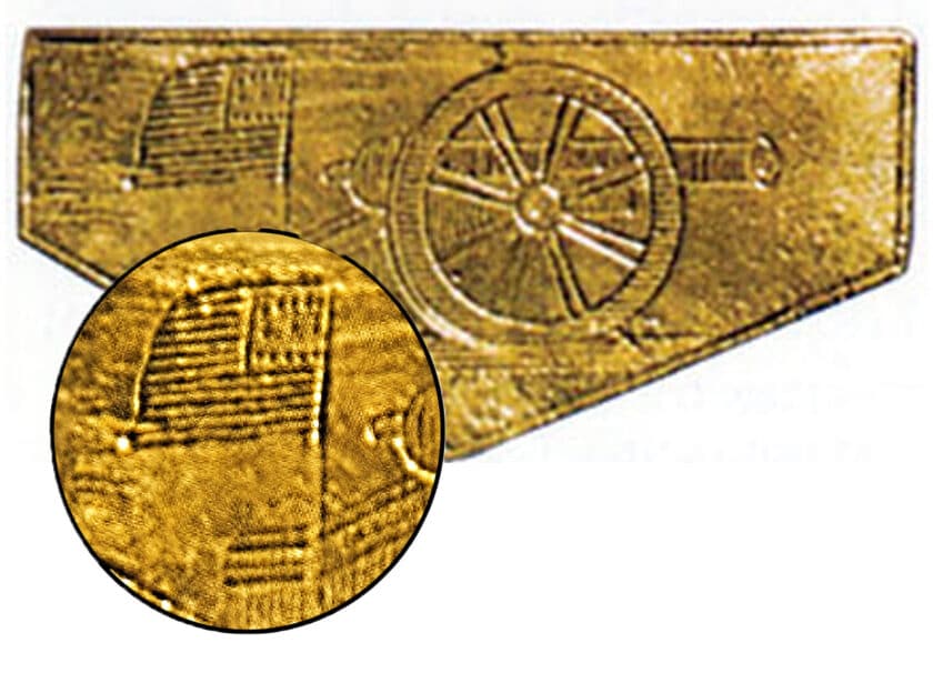 Pluckemin Cantonment buckle with 13 star flag c1779 winter