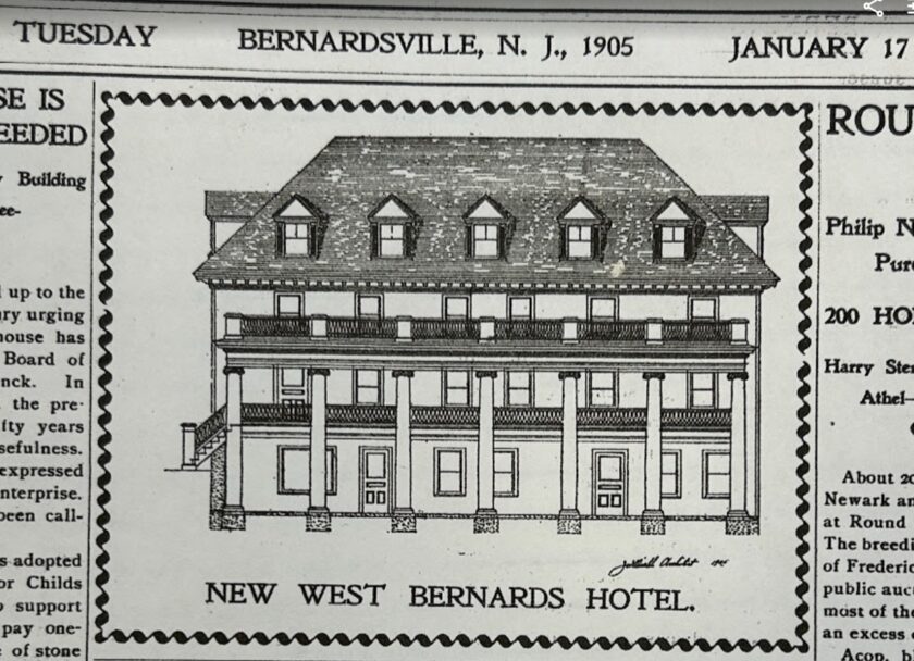 1905 Bernarndsville Times Jan 7 West Bernards Hotel