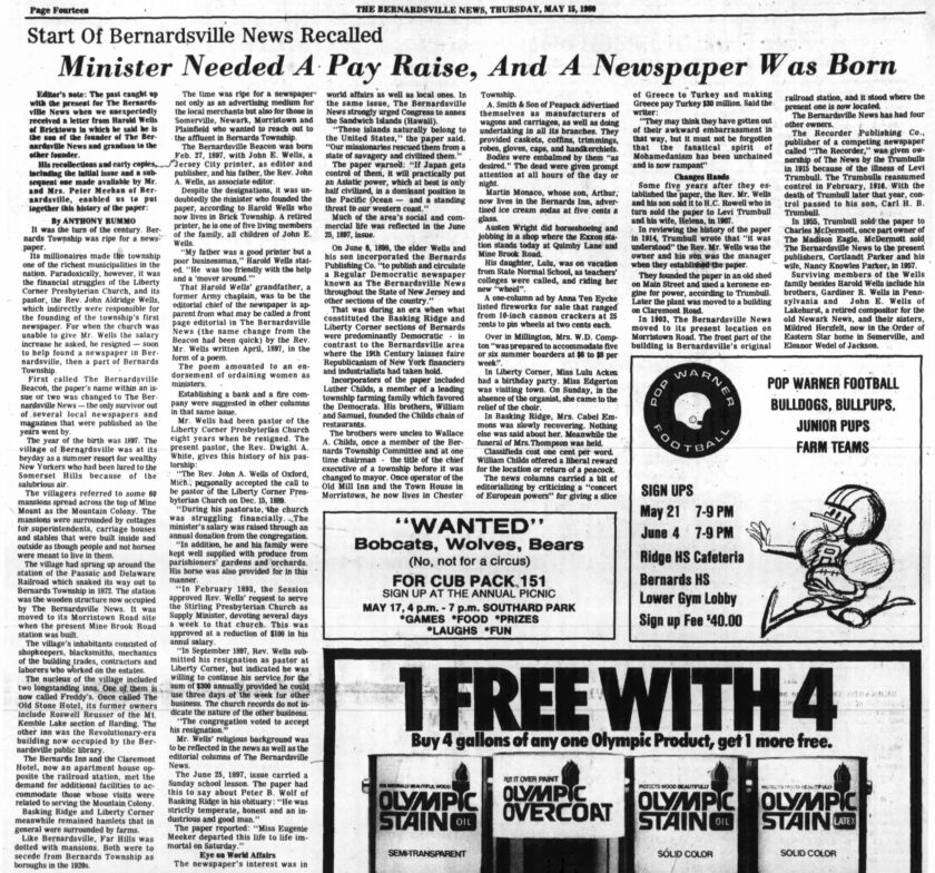 1980 Bernardsville News History May 15 Bville News