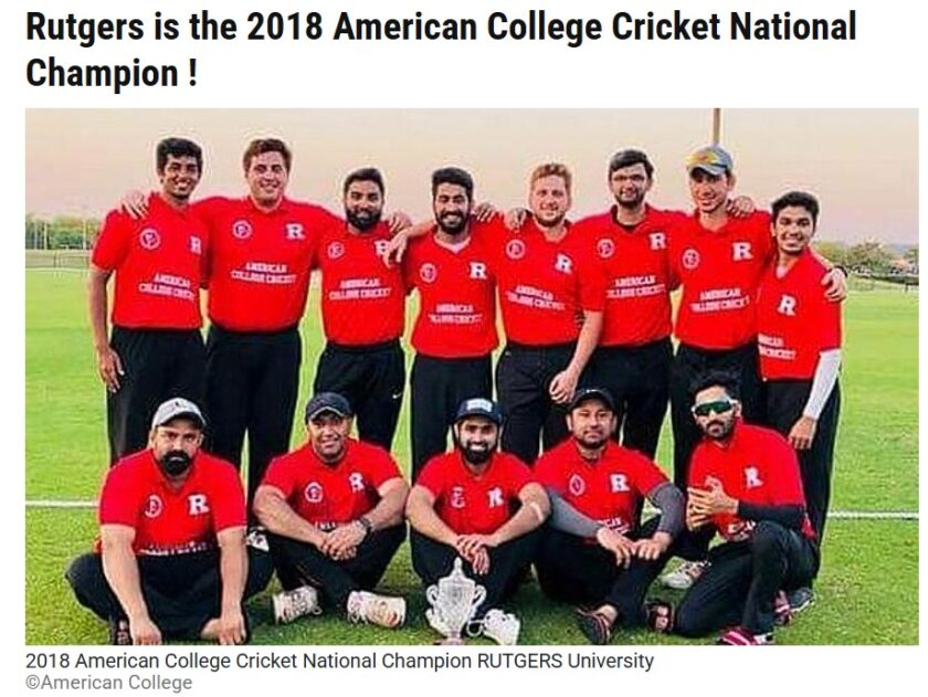 2018 Rutgers NCAA Champions Cricket