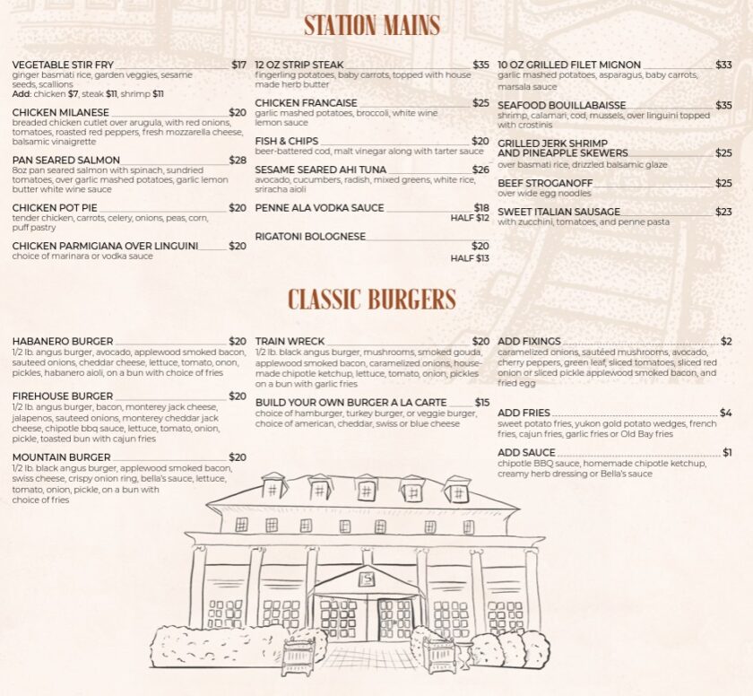 2025 Bernardsville Station Menu Extract