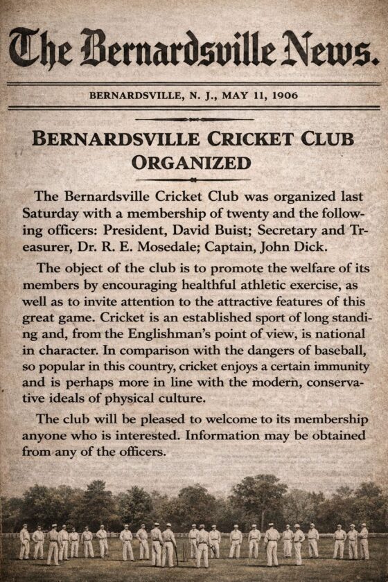 Bernardsville News Bernardsville Cricket Club of 1906
