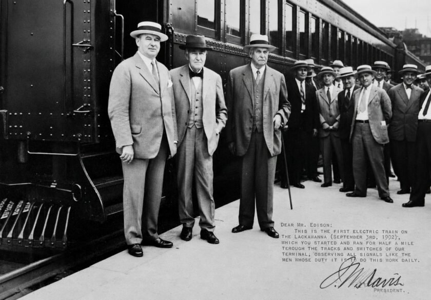 1902 Sept3 from J.W. Davis Thomas Edison Electric Train Erie Lackawana 1902 Sept3 from J.W. Davis Thomas Edison Electric Train Erie Lackawana