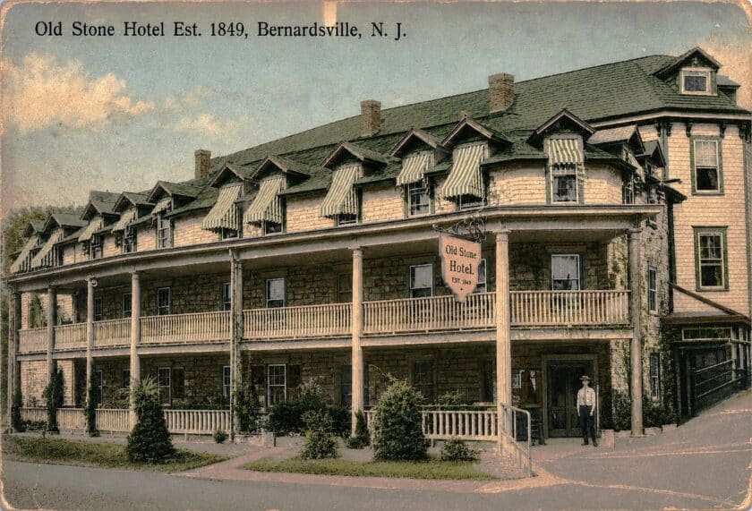 1912 Old Stone Hotel Postcard restored