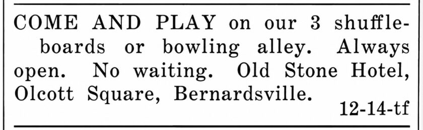 1939 Classified Ad Old Stone Hotel Bowling and shuffleboard2